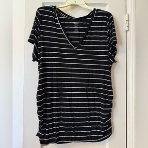 Motherhood Maternity Black and White Striped V-Neck Top, size XL